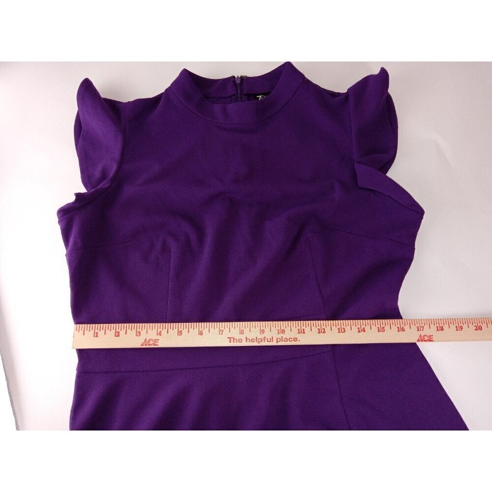 7th Avenue Womens Top Purple Flutter Sleeve Blouse Asymmetrical Hem Size L - Picture 5 of 12